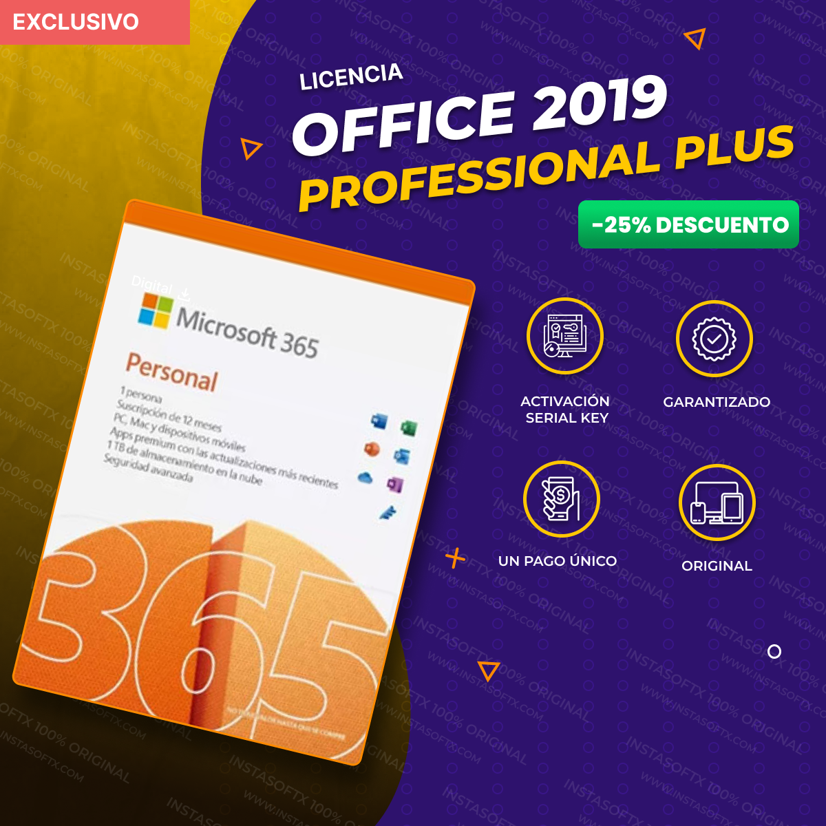 Microsoft Office 365 Personal 1 Usuario 5 Dispositivos 12 Meses