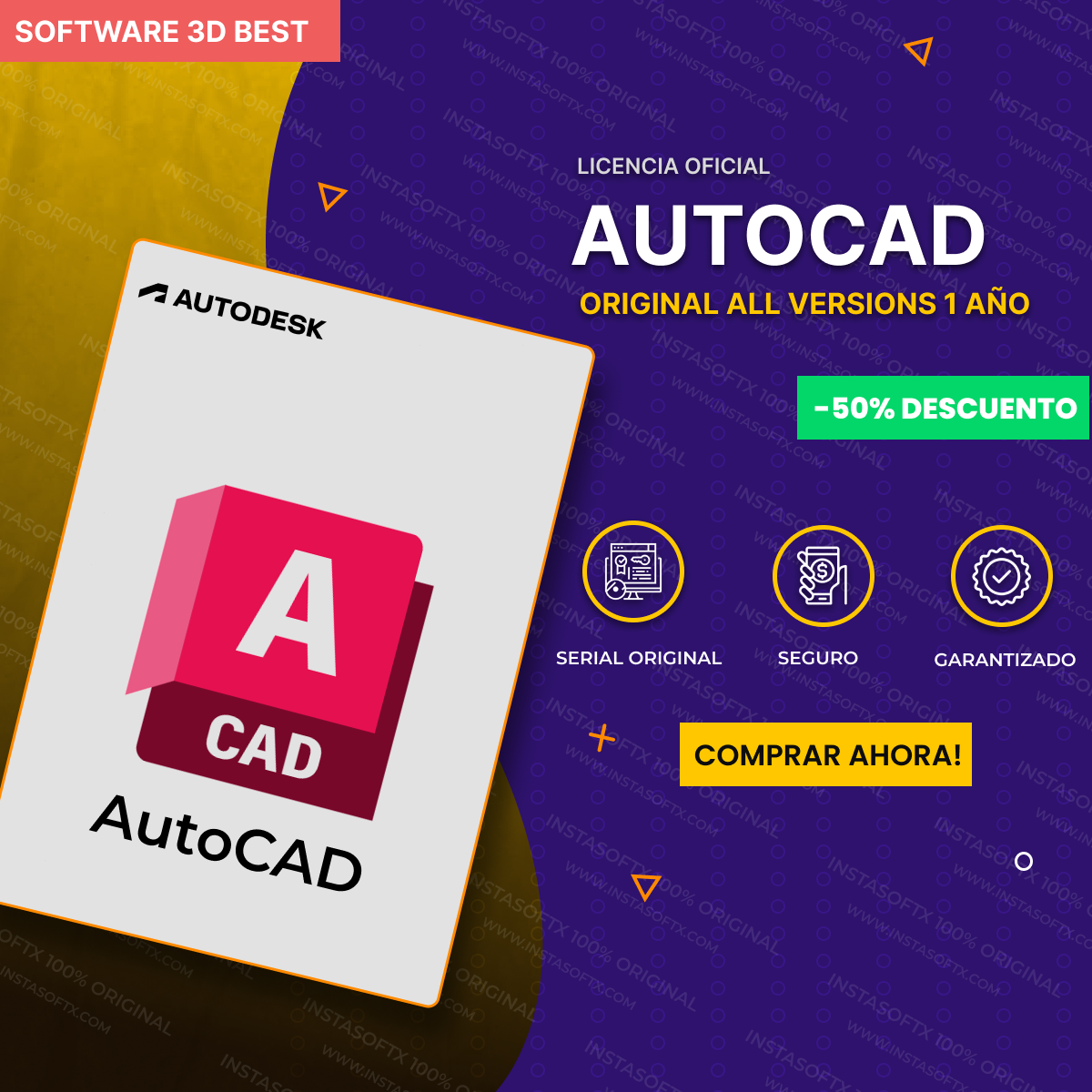 AUTOCAD ORIGINAL PERMANENTE ALL VERSIONS 1 AÑO WINDOWS/MAC